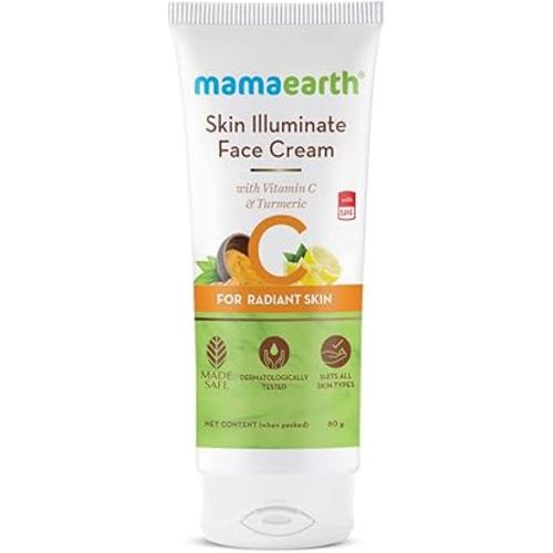Mamaearth Vitamin C Skin Illuminate Face Cream with SPF | Enhances Radiance & Skin Tone | Reduces Sun Damage | Moisturizer with Sun Protector | 2.83 Oz (80g)