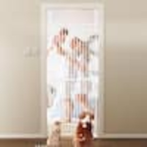 BOZTIY 75 in. Extra Tall Cat Pet Gate Adjustable 33-36 in. Wide Walk Through Swing Safety Gate for Pets Double Door for Pet I1331660-WT-MHD01