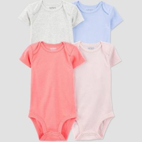 Carter's Just One You®️ Baby Girls' 4pk Shorts Solid Bodysuit - 6M: Lightweight Crotch Snap