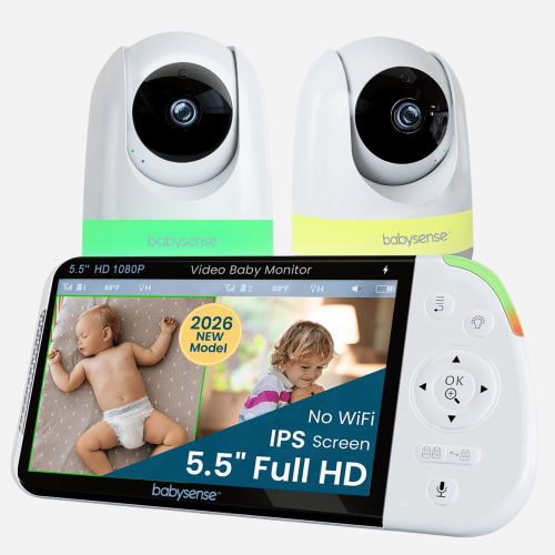 Babysense Pro 5.5" HD Split-Screen Baby Monitor with 2 Cameras