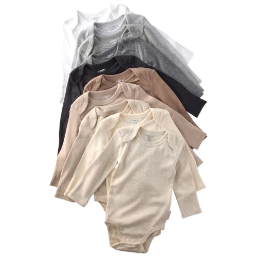 Butterblu Blake 10-Pack Long Sleeve Bodysuits 100% Organic Cotton, Unisex | GOTS certified Organic Cotton for Baby Girls, Boys, Unisex, Easy Snap On Closure, Made to Match Colors for Gifts