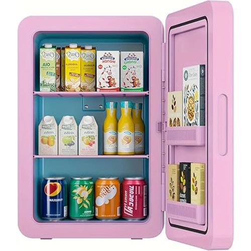 Kikihouse 22L/30Cans Mini Fridge for Bedroom, Portable Cooler & Warmer