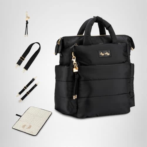 Itzy Ritzy Dream Convertible Diaper Bag Tote Backpack - Baby Diaper Bag with 14 Pockets, Changing Pad & More (Midnight Black)