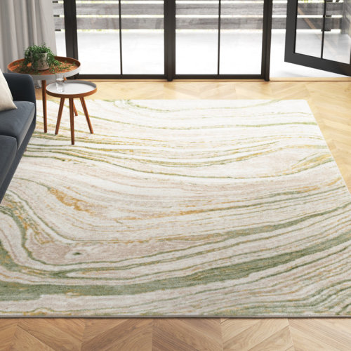 Wade Logan® Ashvik Machine Woven Abstract Green Area Rug & Reviews | Wayfair