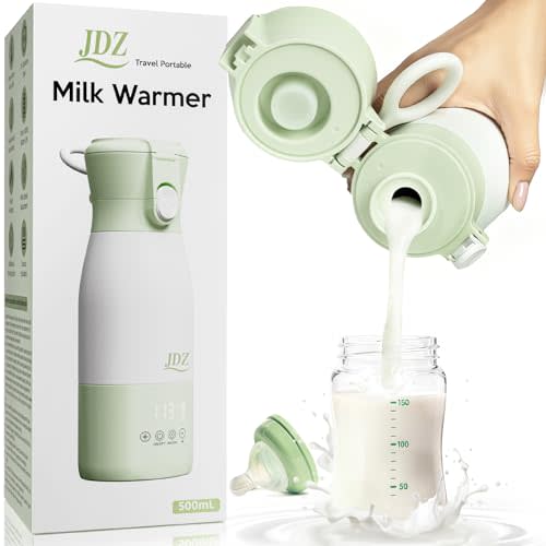 Portable Baby Bottle Warmer, 16000mAh Rechargeable Travel Milk Warmer with 7 Temp Settings, 316 Stainless Steel Fast Heating Leak-Proof Bottle Warmer for Breastmilk & Formula, Night Feeds & On the Go