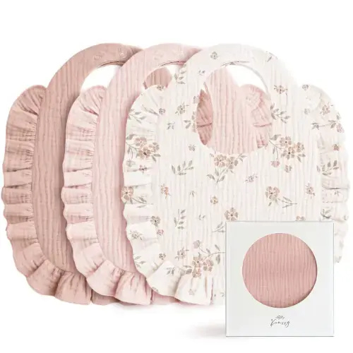 Konssy Muslin Baby Bibs for Girls – Soft 100% Cotton Drool Bibs
