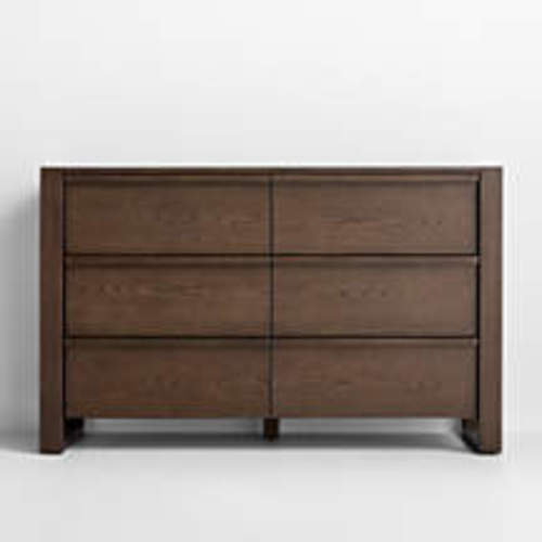 Gemini 55" Deep Brown Ash Wood Wide 6-Drawer Kids Dresser