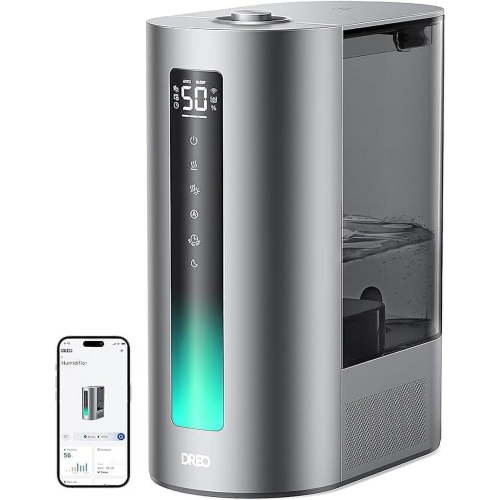 Dreo 6L Humidifiers for Bedroom, Smart Warm & Cool Mist for Large Room, 60Hr Runtime Ultrasonic Oil Diffuser for Baby, Plant, Quiet, Humidity Sensor, Indicator Light, 12H Timer, Nursery, Google/Alexa