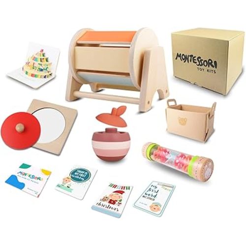 Montessori Toys for Babies 6-12 Months - Wooden Baby Toy Set, Montessori Toys 6 7 8 9 Months, Baby Development Toys, Perfect Newborn & Baby Gift Set for Boys and Girls
