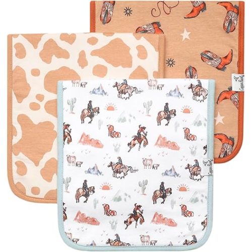 Copper Pearl Baby Burp Cloth Large 21''x10'' Size Premium Absorbent Triple Layer 3-Pack Gift Set Boone