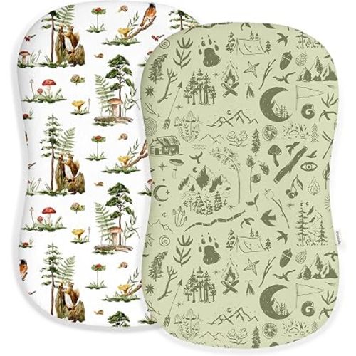 Baby Lounger Cover for Boys and Girls, Soft Breathable Polyester Cover, Fits Most Lounger Pillows, Cute Patterns, Durable and Machine Washable (Bear Tracks, Envelope)