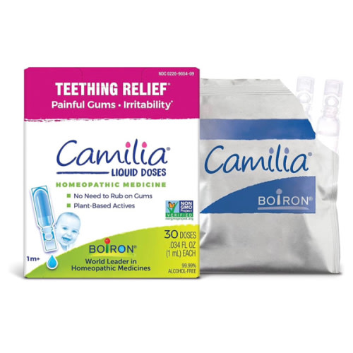 Boiron Camilia Teething Drops for Daytime and Nighttime Relief of Painful or Swollen Gums and Irritability in Babies - 30 Count