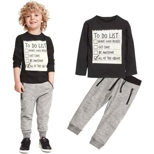 Toddler Baby Boy Girl Outfits to Do List Long Sleeve Sweatshirt Top Jogger Pants Set Infant Fall Toddler Jackets Boys 4t
