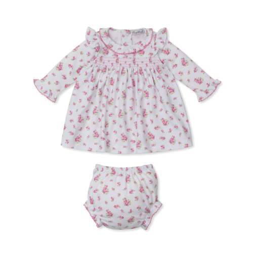 Roses and Blooms Pink Smocked Dress Set