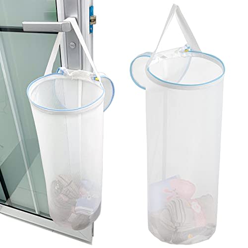 MIFNRO Large Capacity Sock Laundry Bag With Wire Construction Opening Use YKK Zipper Tote Bag Bathroom Hanging Suitable For Underwear, Socks Fine Mesh Laundry Bag 1 Blue