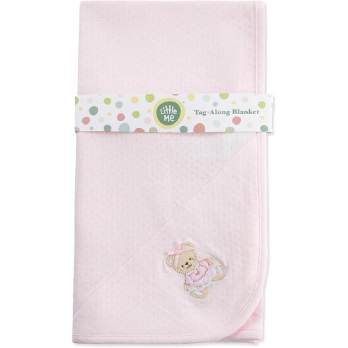Little Me Baby Girls Swaddling Receiving Blanket, Pink Sweet Bear, OS