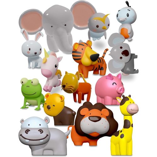 SplashEZ Mold Free Animals Bath Toys, No Hole Bath Toys for Toddlers, Bathtub 14 Animals Set for Kids, No Mold Floating Water Animals Set for Pool, BPA-Free Safe Fun, Infant Babies Ages 1 3 6 12 18 Mo