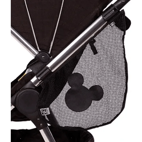 J.L. Childress Disney Baby Side Sling Stroller Cargo Net - Stroller Organizer Attachment for Storage, Mesh Bag for Baby Accessories, Universal Fit - Mickey, Black