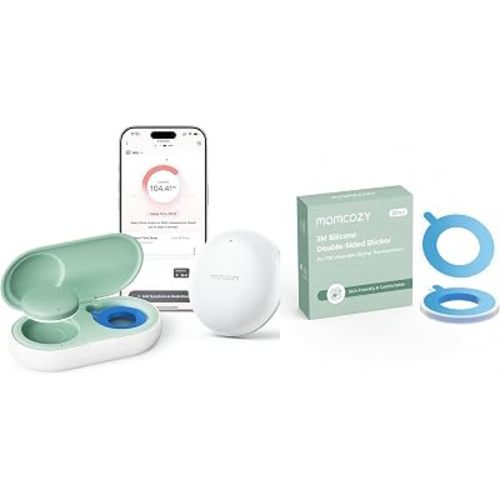 Momcozy Wearable Digital Thermometer with 20 Count Replacement Stickers&CozyLink Signal Booster