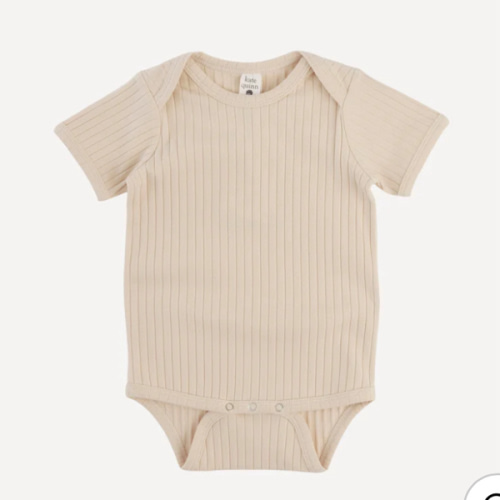 short sleeve lap neck bodysuit | oatmeal | organic cotton wide rib