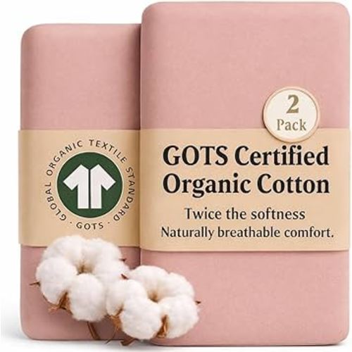 GOTS Organic Bedside Bassinet Sheets 33x20 and 35x19 Compatible with Maxi COSI Iora, Baby Delight, Ronbei, Koola Baby Bond. Premium Weight Luxury Turkish Cotton - Boy, Girl