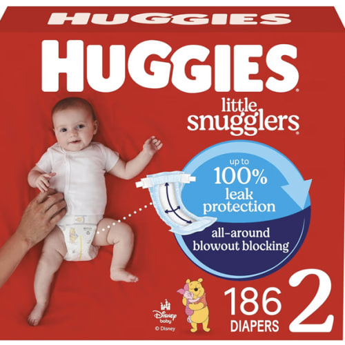 Huggies Size 2 Diapers, Little Snugglers Baby Diapers, Size 2 (12-18 lbs), 186 Count (3 Packs of 62), Packaging May Vary