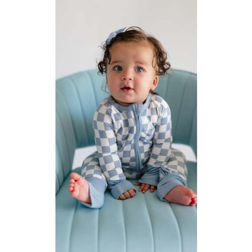 Infant Romper in Cornflower Blue Checkered – Silks