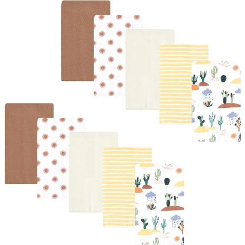 Hudson Baby Unisex Baby Flannel Burp Cloth 10pk, Fun Desert, One Size