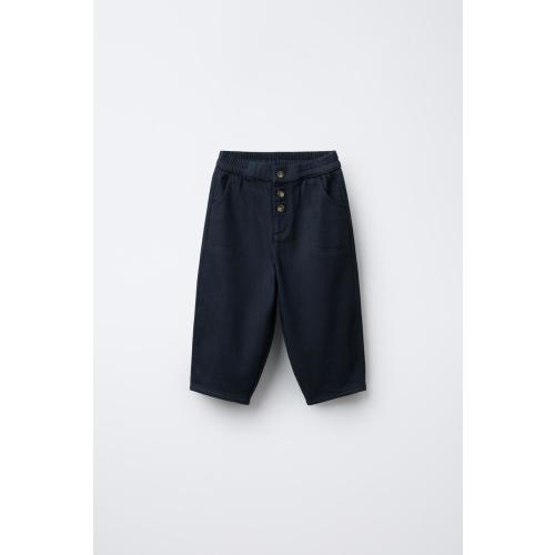 SOFT TOUCH BUTTON PANTS - Navy blue | ZARA United States