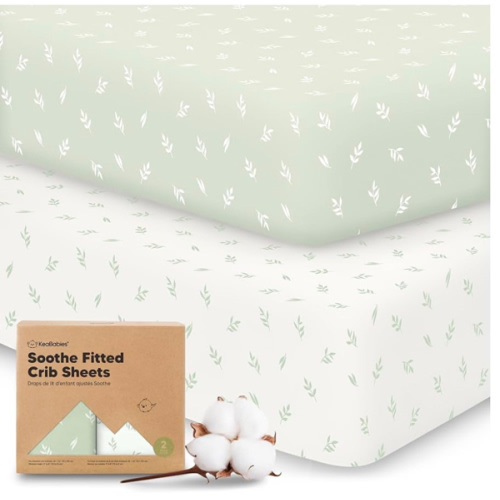 KeaBabies 2-Pack Organic Crib Sheets for Boys, Girls - 52x28 Fitted Crib Mattress Sheet Neutral, Breathable Jersey Cotton Cover for Baby Bed, Toddler Mattress, Soft & Cute Prints (Herb)