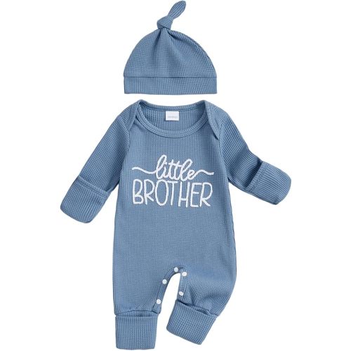 allshope Newborn Baby Boy Fall Outfit Romper Mama Mini Embroidery Long Sleeve Crew Neck Jumpsuit Bodysuit Infant Clothes