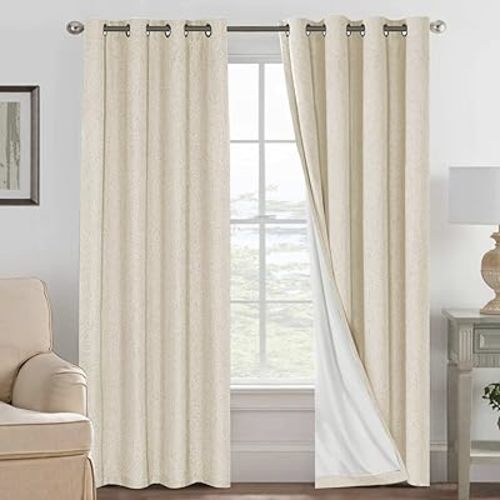 100% Blackout Curtains, Bleached Sand, 52x84inch Set