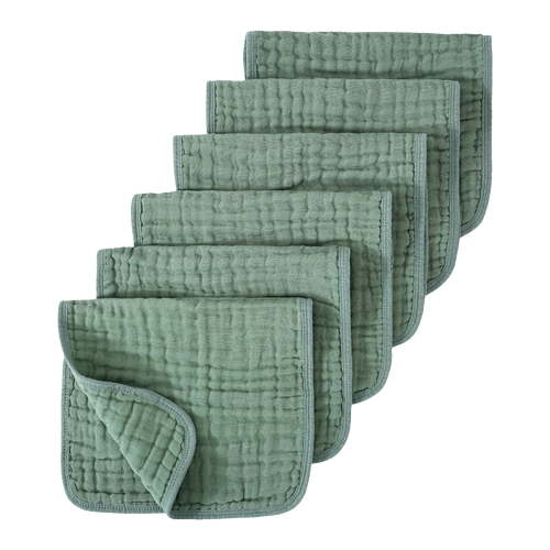 CZHQWE Baby Towel Baby Burp Cloths Girls Muslin Burp Cloths 100% Cotton Muslin Cloths Large 20''X10'' Extra Soft And Absorbent 6 Pack Baby Burping Cloth For Boys And Girls Green
