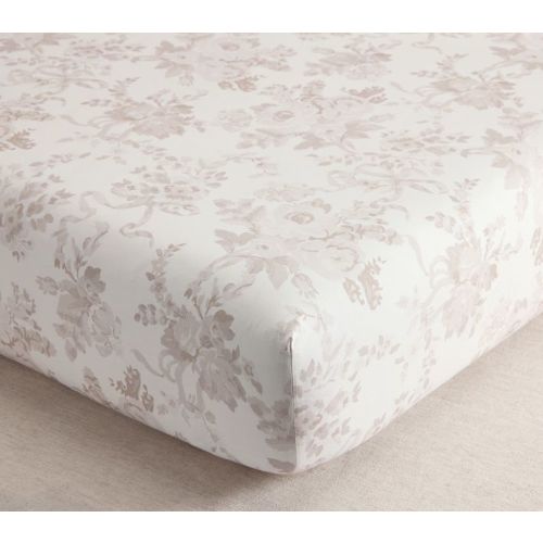 LoveShackFancy Damask Floral Organic Cotton Crib Fitted Sheet