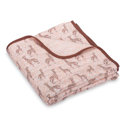 LollyBanks Muslin Baby Blanket, 100% Organic Cotton Baby Quilt | 47 x 47 in, Large Soft 6-Layer Muslin for Receiving, Crib, Stroller, Nursery and Tummy Time (Giraffe)