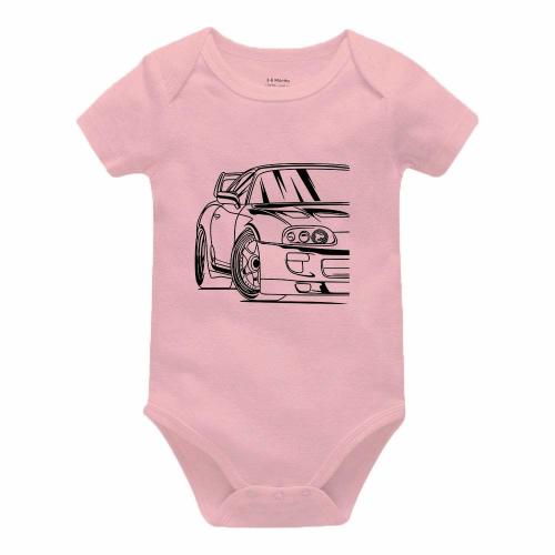 Pengshiliu Beautiful car Newborn Baby Romper Bodysuit Short Sleeve Onesie Pink