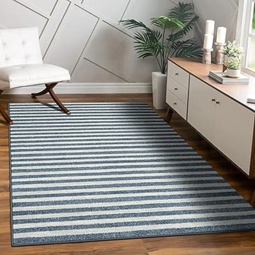 LUXE WEAVERS Daphnes Collection 2800 Blue 5x7 Moroccan Lines Area Rug