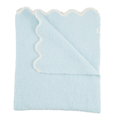 Blue Scallop Chenille Blanket | Adorable Knit Blanket | Mud Pie