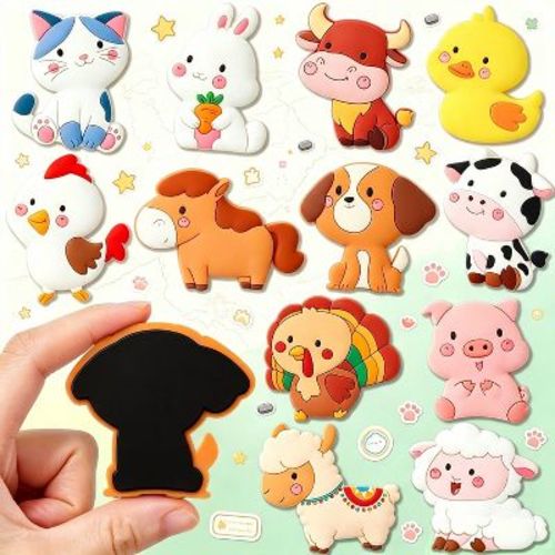 Joyfy 12 Pcs Farm Animal Magnets for Fridge Cute Refrigerator Magnet for Kids Toddler Funny Magnetic Toys Party Favor Birthday Gifts Classroom prize