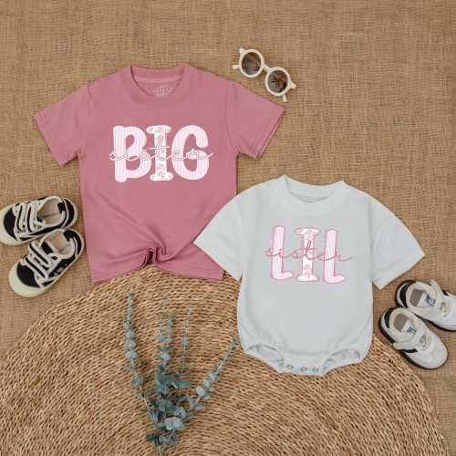 Big Sister Lil Sister Matching Shirts, Cute Sister Baby Bodysuit, Sister Sibling Outfits, Trendy Baby Outfit, Gift for Girls, Baby Gift Idea