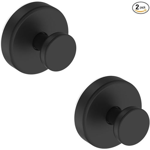 Bntuk Suction Cup Hooks for Shower, Removable Towel Hooks for Bathroom Window Glass Door Wall, Bath Robe Looafh Wreath Hook for Hanging - 2 Pack, Black