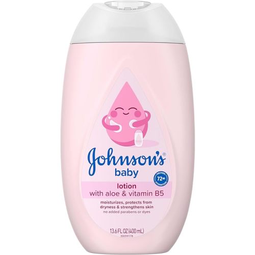Johnson's Moisturizing Mild Pink Baby Lotion with Coconut Oil for Delicate Baby Skin, Dye-Free, Hypoallergenic & Dermatologist-Tested, Baby Skin Care, 13.6 fl. oz