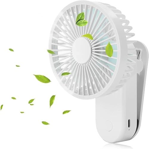 Portable Mini Clip on Fan, 4000mAh Rechargeable USB Battery Operated Stroller Fan with Magnetic - White