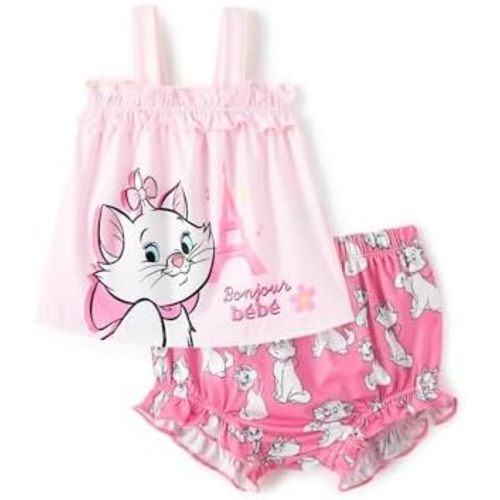 Disney Princess Baby Girl Clothes: Floral Sleeveless Ruffle Tunic Top & Bloomer Diaper Cover Set Newborn Summer Outfits