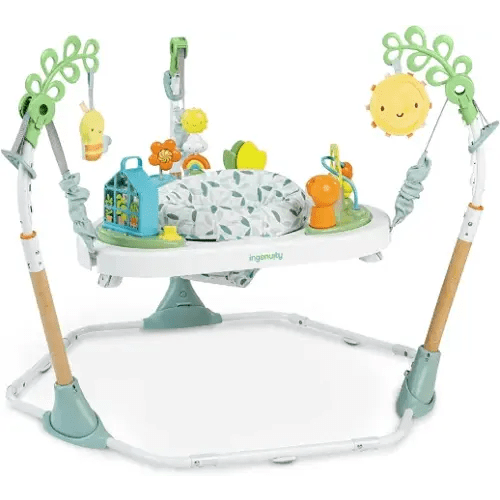 Ingenuity 3-in-1 Baby Jumper and Activity Center with Lights and Sounds – Converts to Toddler Play Table, 4 Adjustable Heights, Wood Legs, Ages 4 Months to 3 Years