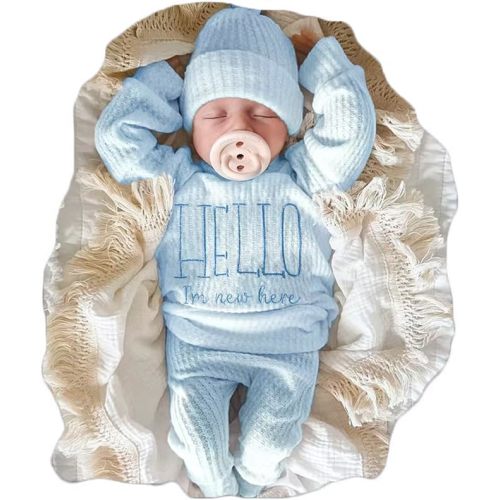 Ylsteed Newborn Baby Boy Girl Clothes Outfits Long Sleeve Romper Bodysuit Baby Shower Coming Home Outfit Shirt+Pants+Hat