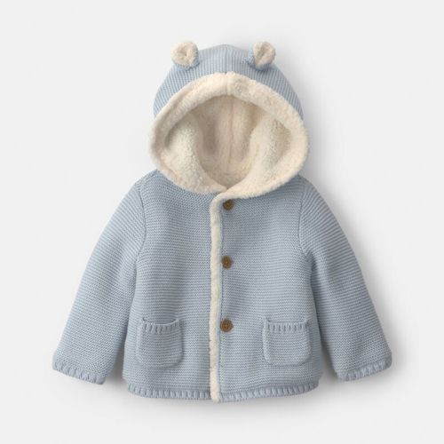 Baby Boy Bear Sweater Knit Hooded Jacket - Blue | Carter’s Oshkosh Canada