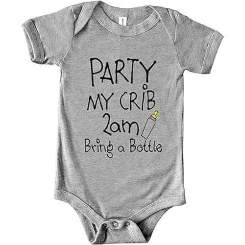 TripleBDesigns Party in my Crib 2am Bring a Bottle Cute Baby One Piece Funny Newborn Onesie