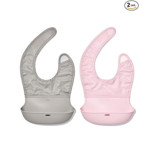 OXO Tot Roll-Up Bib - 2 Pack - Drizzle and Blossom
