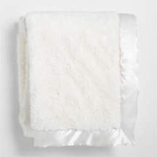 Satin Trim Cream Plush Baby Stroller Blanket